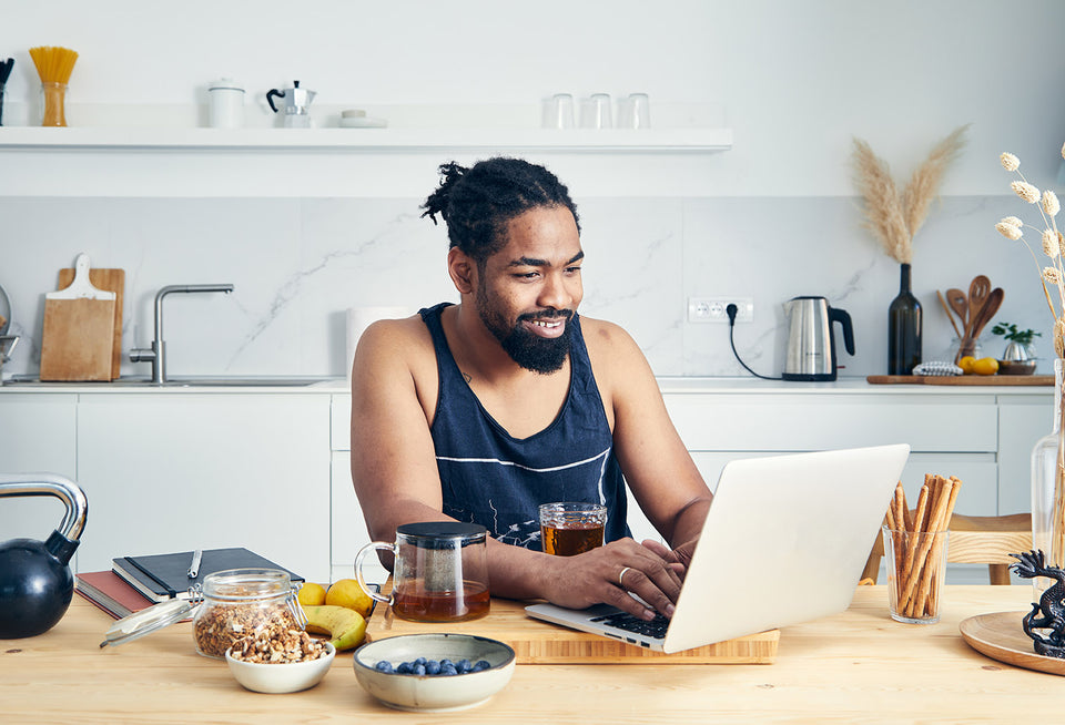 Person at computer researching