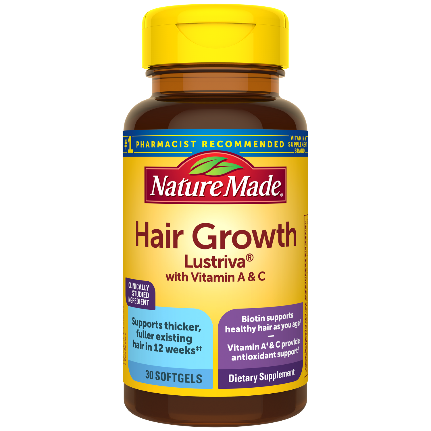 Nature Made Hair Growth Lustriva Softgels Supplement - 30 count